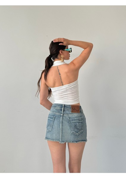 Gömlek Yaka Önü Düğme Detaylı Bluz modelleri