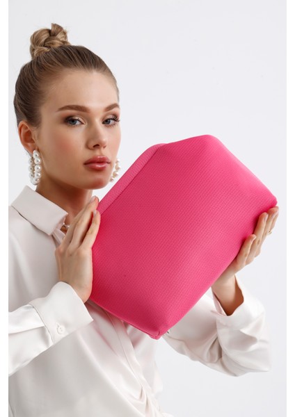 Kadın Pembe Clutch Portföy El Çantası