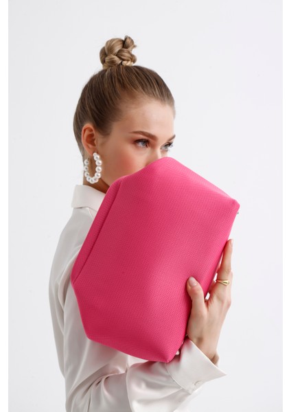 Kadın Pembe Clutch Portföy El Çantası modelleri