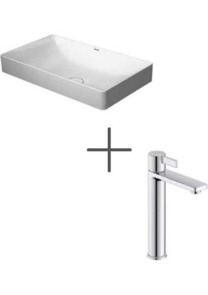 Durasquare 60 cm Çanak Lavabo ve D-Neo Lavabo Bataryası, Large