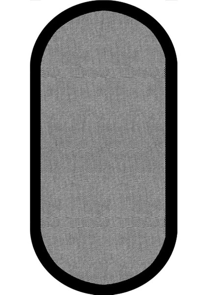 Dijital Kaymaz Gri Jüt Görünümlü Oval Siyah Çerçeveli Mutfak Halısı Salon Halısı Halı Yolluk DC-7027-GRİ Oval modelleri