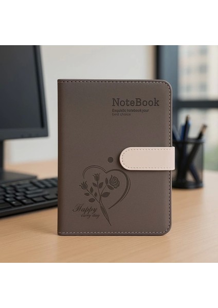 Mıknatıslı Ajanda Günlük Not Defteri Notebook Gri Ithal Ürün