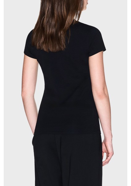 Taşlı Logolu % 100 Pamuk Slim Bit Bisiklet Yaka T Shirt Bayan T Shirt XW001349 AF17173 UC001 modelleri