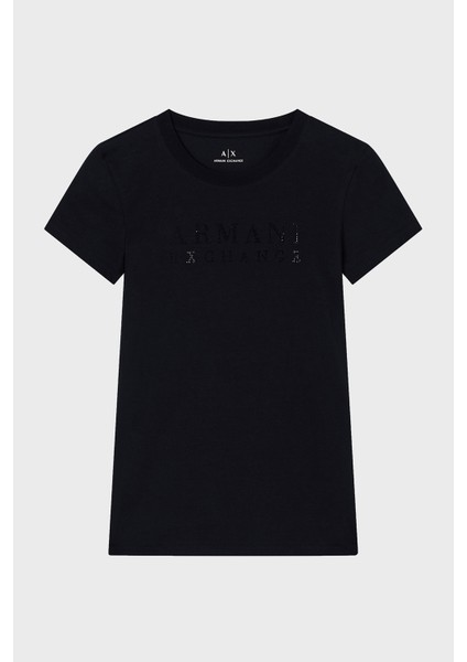 Taşlı Logolu % 100 Pamuk Slim Bit Bisiklet Yaka T Shirt Bayan T Shirt XW001349 AF17173 UC001 indirimleri