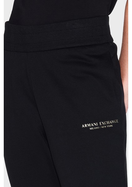 Logolu Streç Pamuklu Regular Fit Jogger Pantolon Bayan Pantolon XW001454 AF10830 MC021 fırsatları