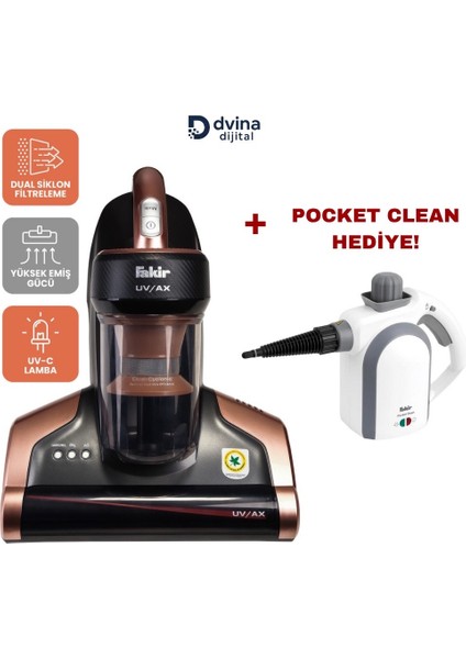 Uvax UV-C Işınlı Yatak ve Koltuk Temizleyici Toz Torbasız Süpürge