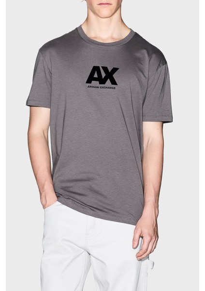 Logo Baskılı Pamuklu Regular Fit Bisiklet Yaka T Shirt Erkek T Shirt XM001403 AF16432 U8092