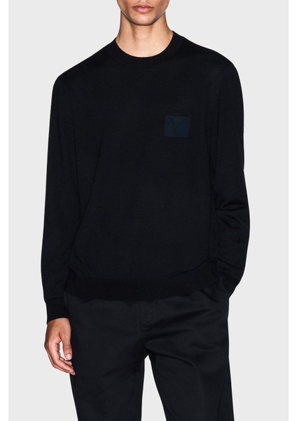 Logolu Yün Karışımlı Regular Fit Yuvarlak Yaka Kazak Erkek Kazak XM001329 AF11982 UC001