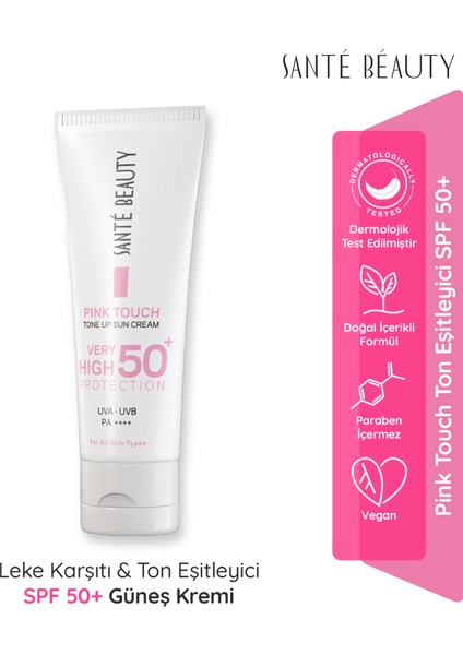 Pink Touch Spf 50+ Leke Karşıtı & Ton Eşitleyici Yüksek Korumalı Yüz Vücut Pembe Güneş Kremi 75 ml