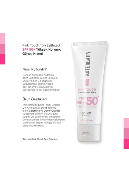 Pink Touch Spf 50+ Leke Karşıtı & Ton Eşitleyici Yüksek Korumalı Yüz Vücut Pembe Güneş Kremi 75 ml fırsatları