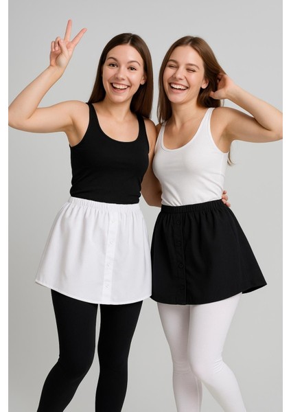 Mırach 2'li Paket Gömlek Etek Seti - Siyah ve Beyaz | Poplin Içlik Astar Uzatıcı Etek fırsatları