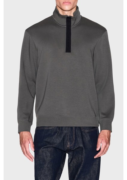 Streç Pamuklu Regular Fit Yarım Fermuarlı Dik Yaka Sweat Erkek Sweat XM001295 AF10818 U8144