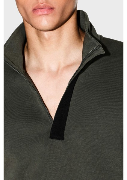 Streç Pamuklu Regular Fit Yarım Fermuarlı Dik Yaka Sweat Erkek Sweat XM001295 AF10818 U8144 fırsatları