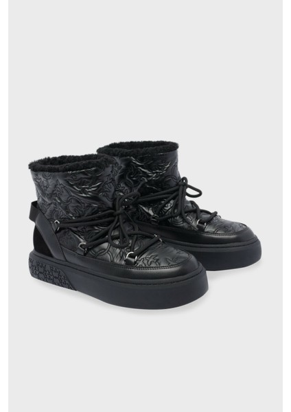 Hakiki Deri Kabartmalı Logo Baskılı Kalın Taban Kar Botu Bayan Kar Botu SS0101 T036 Z99 modelleri