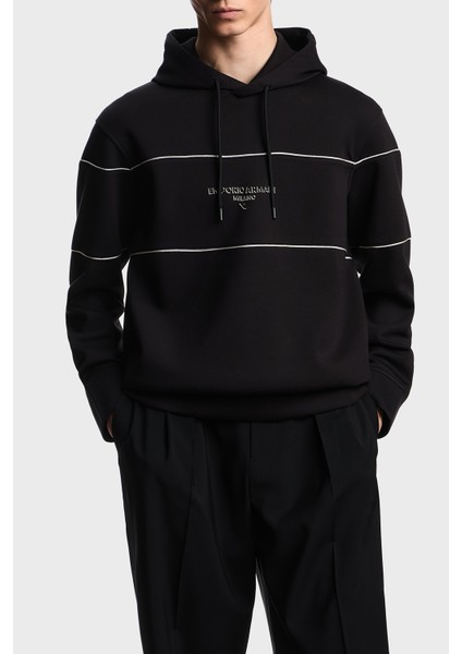Logolu Şerit Detaylı Regular Fit Kapüşonlu Sweat Erkek Sweat EM002885 AF17545 UC001