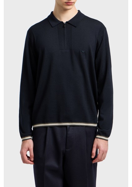 % 100 Yün Regular Fit Yarım Fermuarlı Polo Yaka Kazak Erkek Kazak EM001512 AF14158 UB118