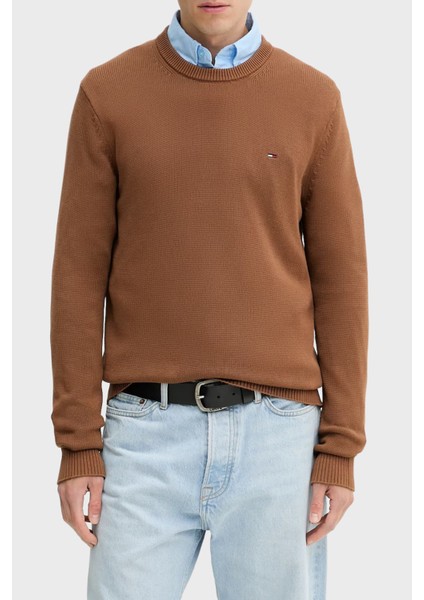 Logolu Pamuklu Slim Fit Bisiklet Yaka Örme Kazak Erkek Kazak DM0DM21787 Gvp