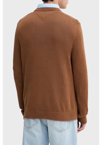 Logolu Pamuklu Slim Fit Bisiklet Yaka Örme Kazak Erkek Kazak DM0DM21787 Gvp fiyatları