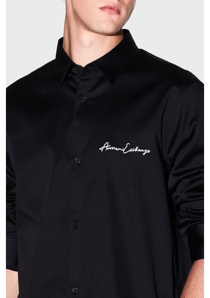 Streç Pamuklu Logo Işlemeli Regular Fit Kent Yaka Gömlek Erkek Gömlek XM001224 AF10192 UC001 fırsatları