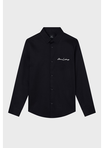 Streç Pamuklu Logo Işlemeli Regular Fit Kent Yaka Gömlek Erkek Gömlek XM001224 AF10192 UC001 indirimleri