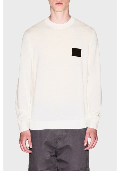 Logolu Yün Karışımlı Regular Fit Yuvarlak Yaka Kazak Erkek Kazak XM001329 AF11982 U0009