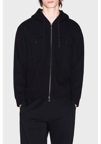 Streç Pamuklu Relaxed Fit Kapüşonlu Sweat Erkek Sweat XM000967 AF16222 UC001
