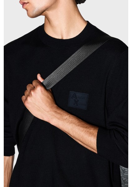 Logolu Yün Karışımlı Regular Fit Yuvarlak Yaka Kazak Erkek Kazak XM001329 AF11982 UC001 fırsatları