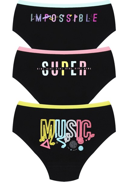 Kız Çocuk Külot 3'lü Baskılı (%96 Pamuk - %4 Elastan)