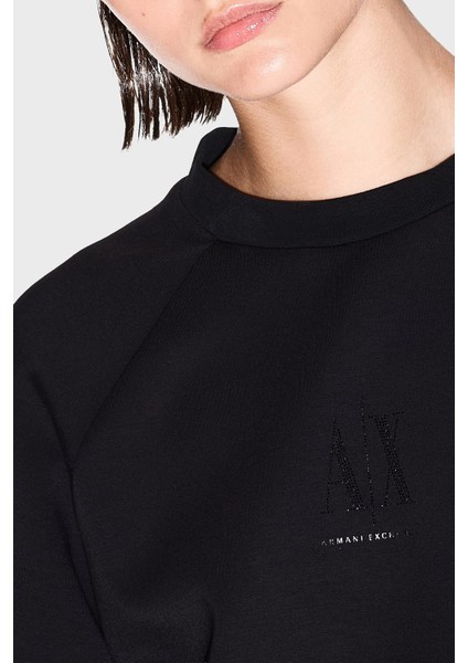 Logolu Taş Detaylı Loose Fit Bisiklet Yaka Sweat Bayan Sweat XW000826 AF13397 UC001 fırsatları