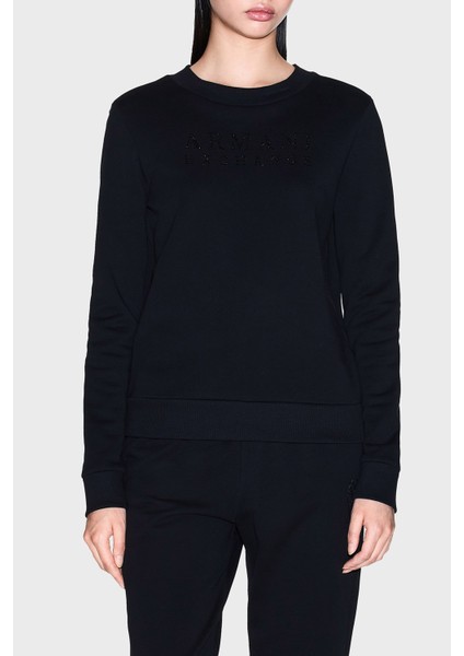 Taşlı Logolu Pamuklu Regular Fit Bisiklet Yaka Sweat Bayan Sweat XW000985 AF14284 UC001