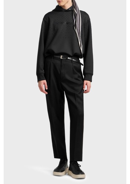 Taşlı Logolu Streç Regular Fit Kapüşonlu Sweat Erkek Sweat EM003673 AF19556 UC001 fiyatları