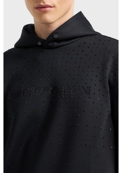 Taşlı Logolu Streç Regular Fit Kapüşonlu Sweat Erkek Sweat EM003673 AF19556 UC001 fırsatları