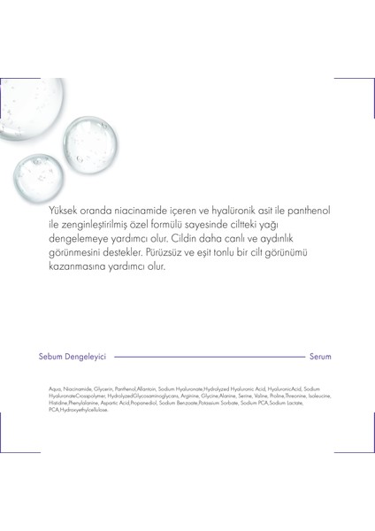 Sebum Dengeleyici Niacinamide Hyalüronik Asit Panthenol Multi Cilt Bakım Serumu 30 ml fırsatları