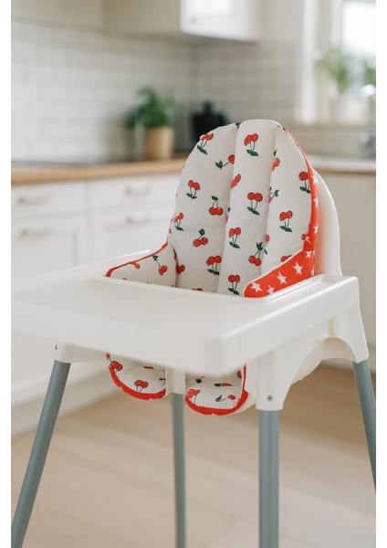 Bebek Çocuk Mama Sandalyesi Minderi Kiraz ve Kırmızı Yıldızlı fiyatları