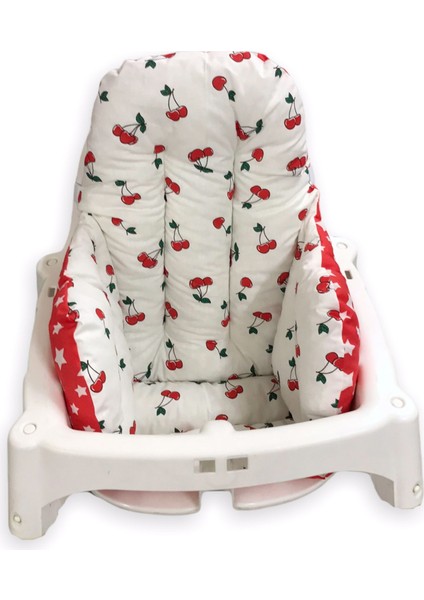Bebek Çocuk Mama Sandalyesi Minderi Kiraz ve Kırmızı Yıldızlı fırsatları