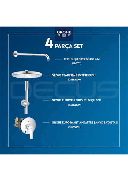 Eurosmart Ankastre Duş Seti 26662000 + 26404000 + 33305003 + UMT03