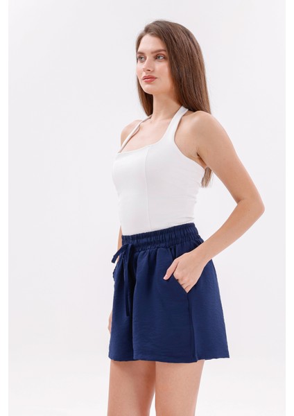Genıus Store Kadın Şort Aerobin Pamuklu Cepli Çekmez Kumaş Beli Lastikli Şort fiyatları