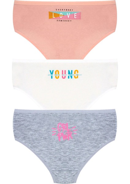 Kız Çocuk Külot 3'lü Baskılı (%96 Pamuk - %4 Elastan)