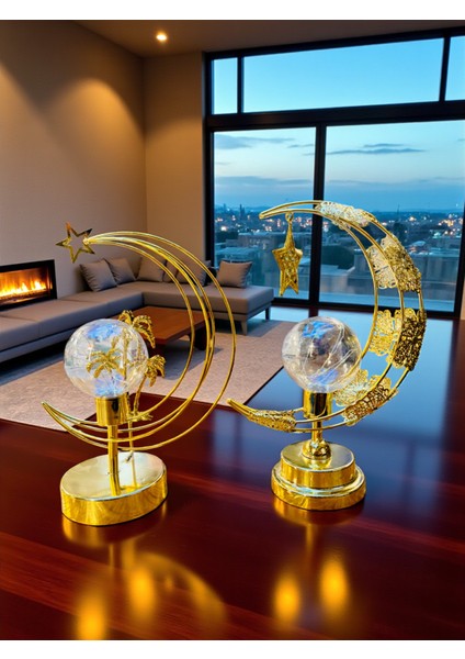 Biblo Aksesuar Ay Yıldız Ikili Işıklı 28 cm Yukseklik 20 cm En