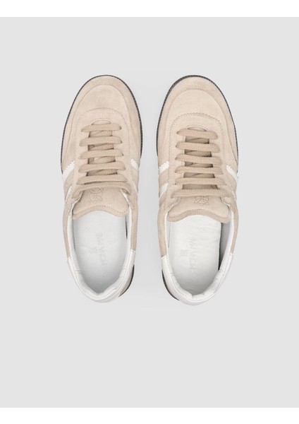 %100 Hakiki Deri Bej Bağcıklı Kadın Sneaker fırsatları