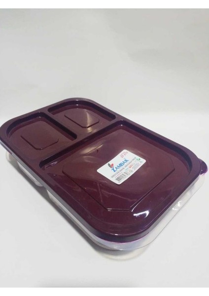 Dikdörtgen 3 Bölmeli Saklama Kabı Plastik