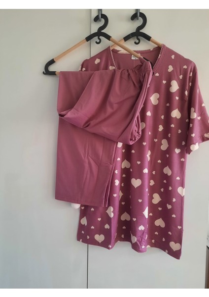 Milan Kısa Kol Kalpli Bayan Pijama Takımı modelleri