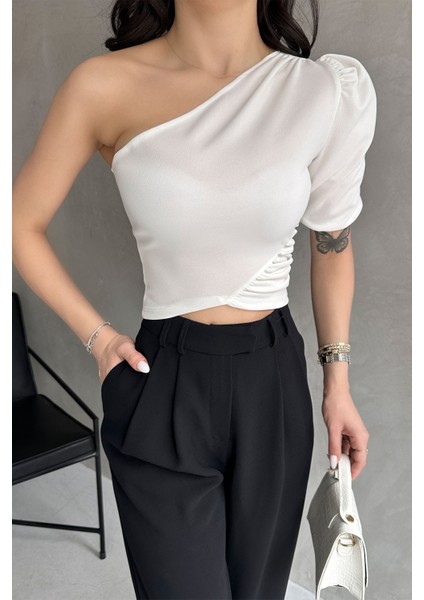 Tek Omuz Prenses Kol Crep Bluz fiyatları