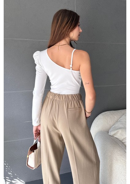 Tek Omuz Tül Detaylı Crep Bluz fiyatları