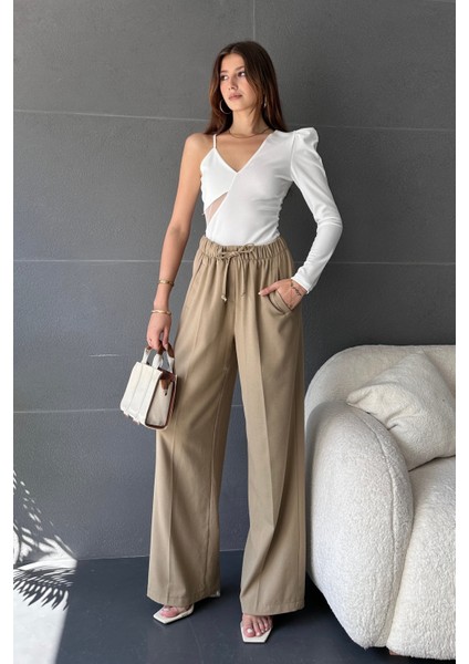 Tek Omuz Tül Detaylı Crep Bluz indirimleri