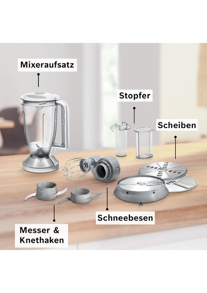 Multitalent 8 MC812S814 Mutfak Robotu – 45 Fonksiyon, 3.9l Xxl Hazne, 1.5l Blender, 1250W, Paslanmaz Çelik / Beyaz fiyatları