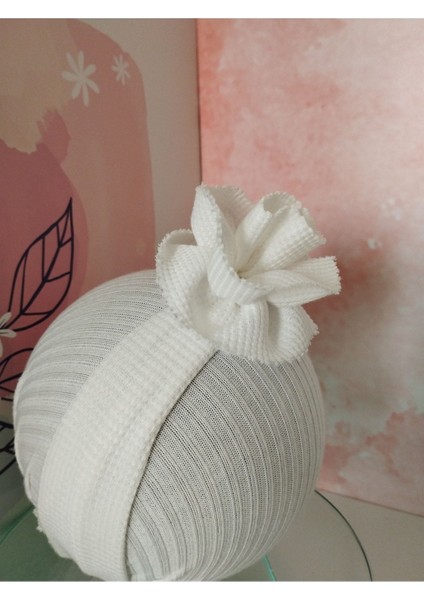Örgü Saç Bandı - Beyaz - Organik & El Yapımı