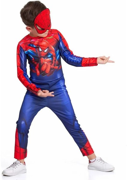 Spiderman Maskeli Erkek Çocuk Kostüm