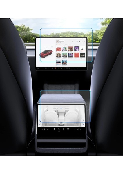 Tesla Model Y Juniper Yeni Seri 2in1 Gerçek Cam Araç Multimedya Ekran Koruyucu fiyatları