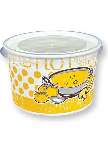 Kağıt- Karton Çorba Kâsesi 16 Oz Şeffaf Kapaklı